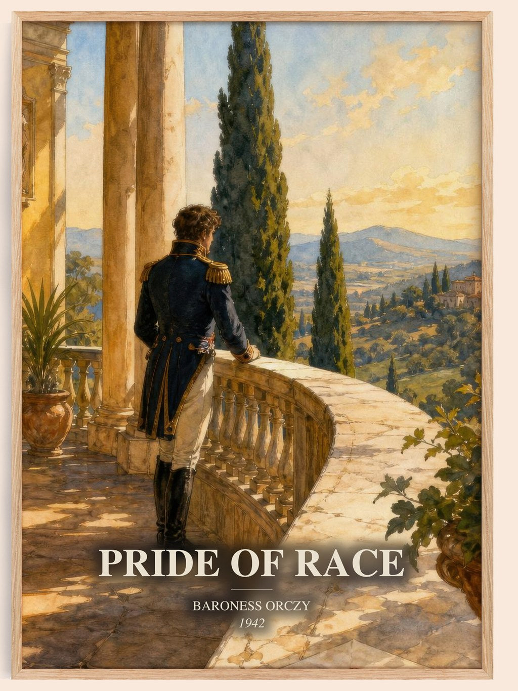Pride Of Race watercolour book poster by Baroness Orczy – framed literary art print