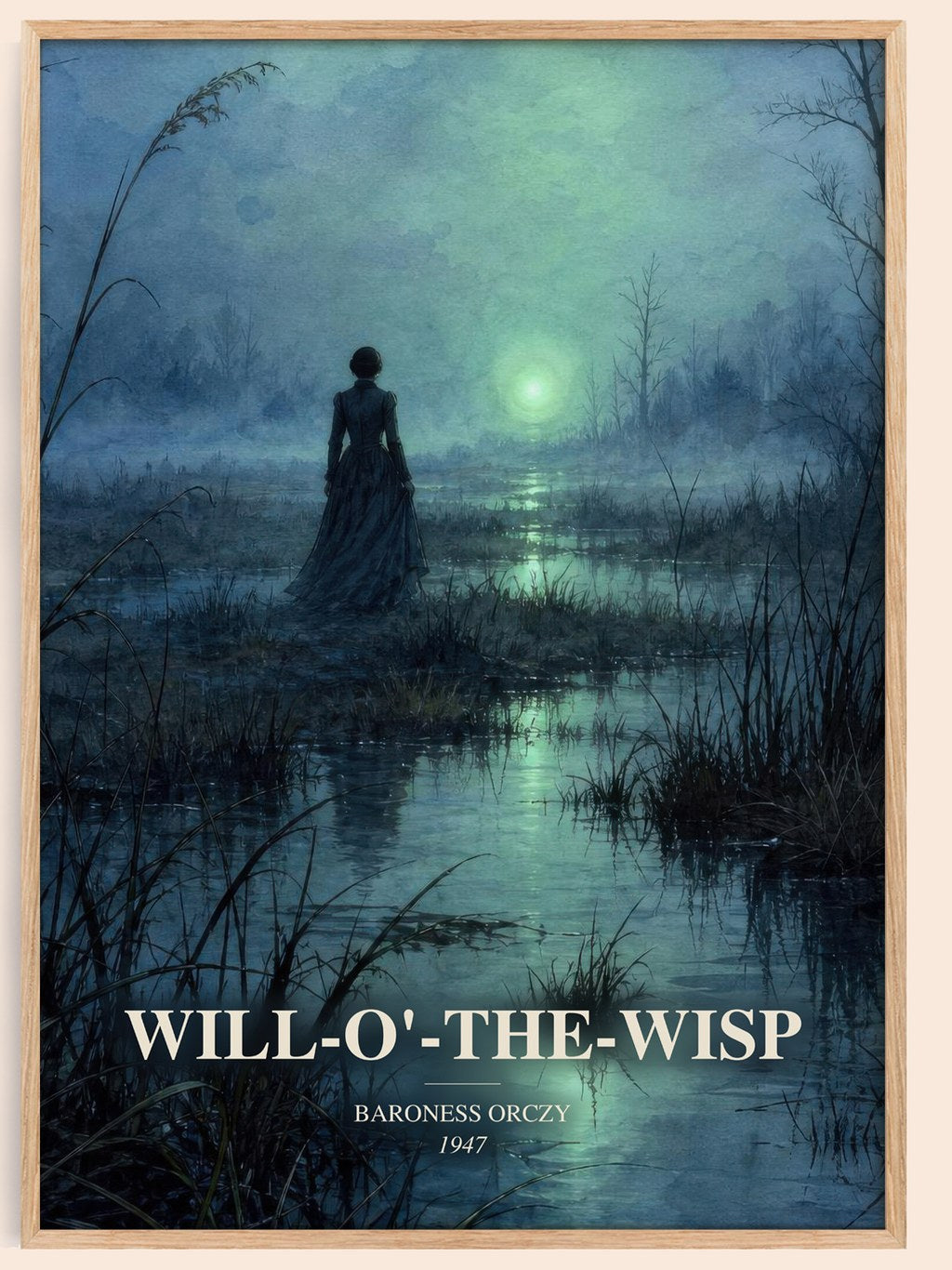 Will-O'-The-Wisp watercolour book poster by Baroness Orczy – framed literary art print