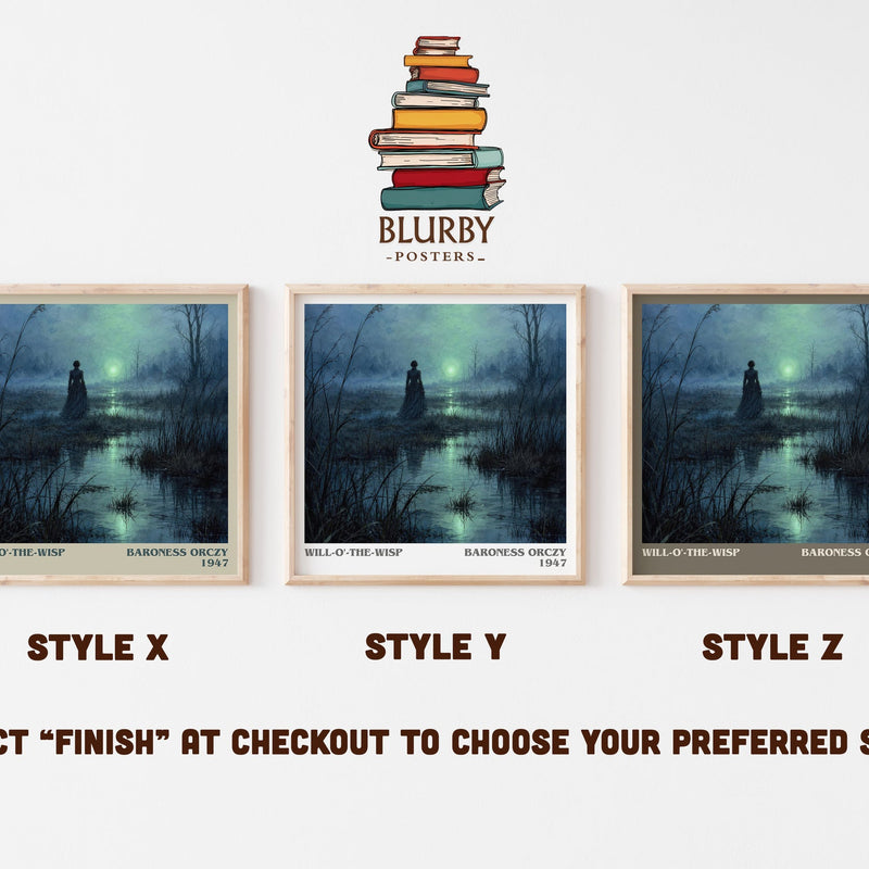 Will-O'-The-Wisp literary print in frame leaning in hallway – historical fiction wall art