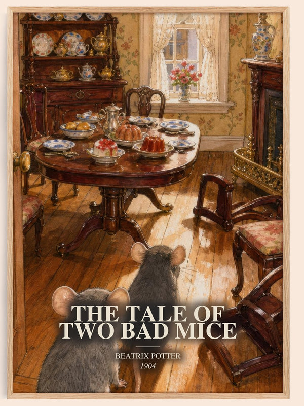 The Tale Of Two Bad Mice watercolour book poster by Beatrix Potter – framed literary art print