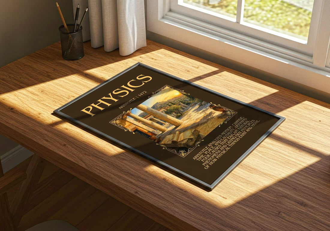 Physics minimalist print framed by window – literary home decor