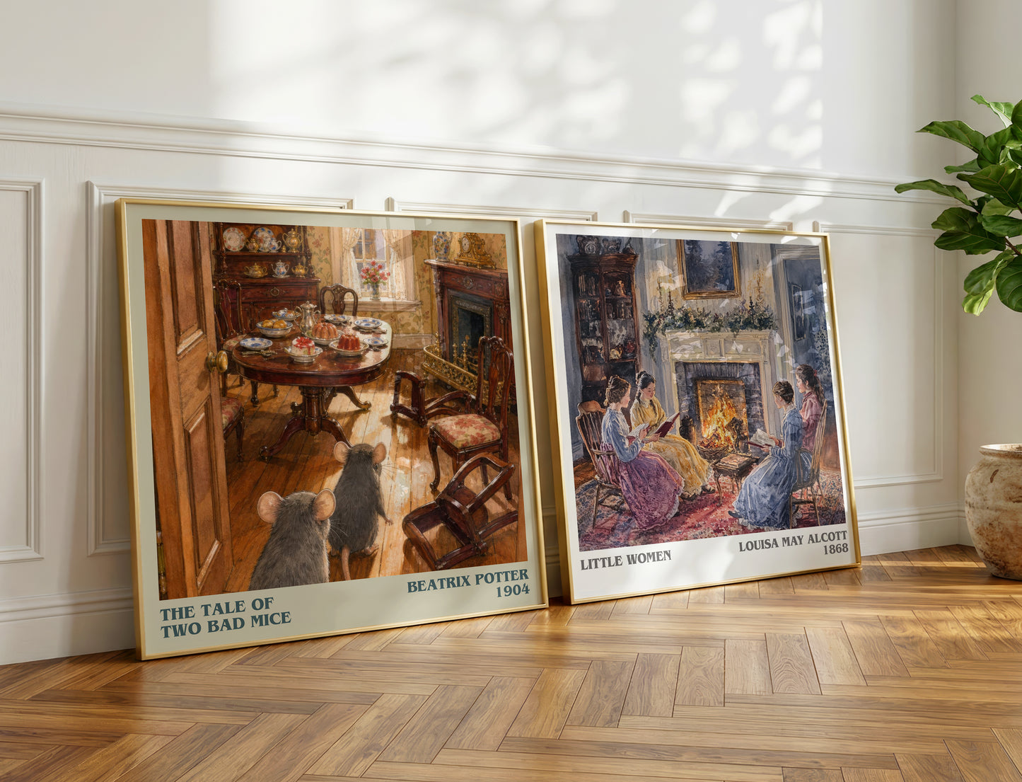 The Tale Of Two Bad Mice literary print on bookshelf – Beatrix Potter fan gift