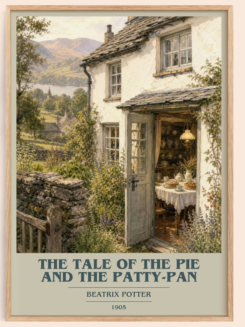 The Tale Of The Pie And The Patty-Pan book cover book poster by Beatrix Potter – framed literary art print