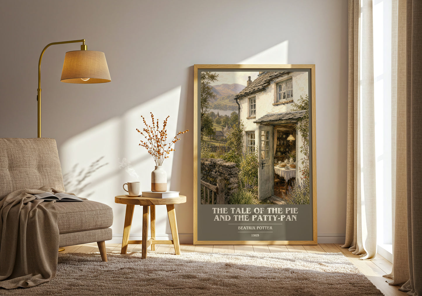 The Tale Of The Pie And The Patty-Pan book cover print on bookshelf – Beatrix Potter fan gift