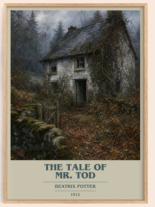 The Tale Of Mr. Tod book cover book poster by Beatrix Potter – framed literary art print