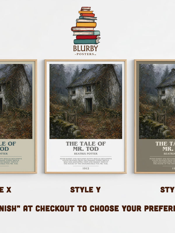 The Tale Of Mr. Tod bookish print in frame leaning in hallway – childrens wall art