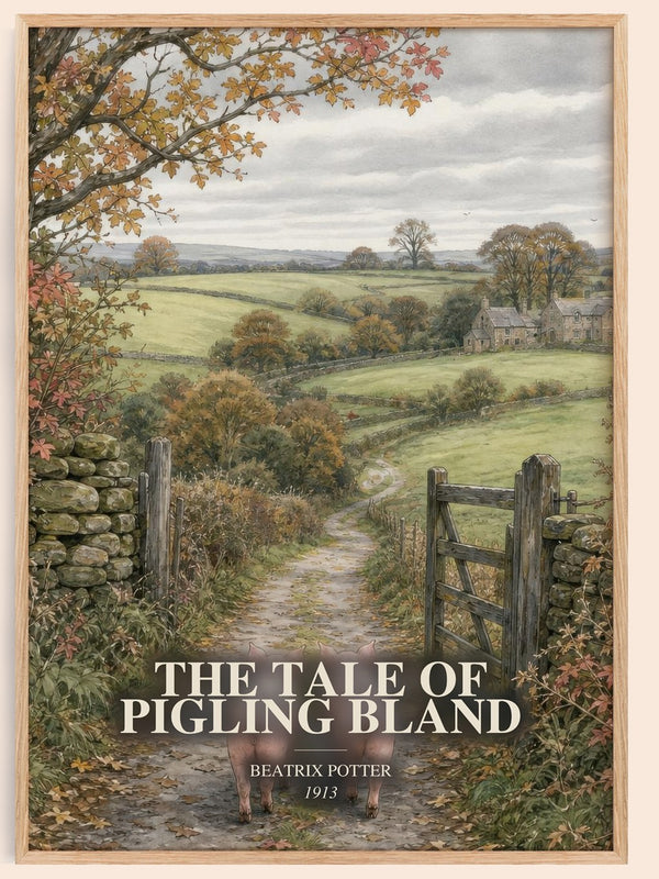 The Tale Of Pigling Bland watercolour book poster by Beatrix Potter – framed literary art print