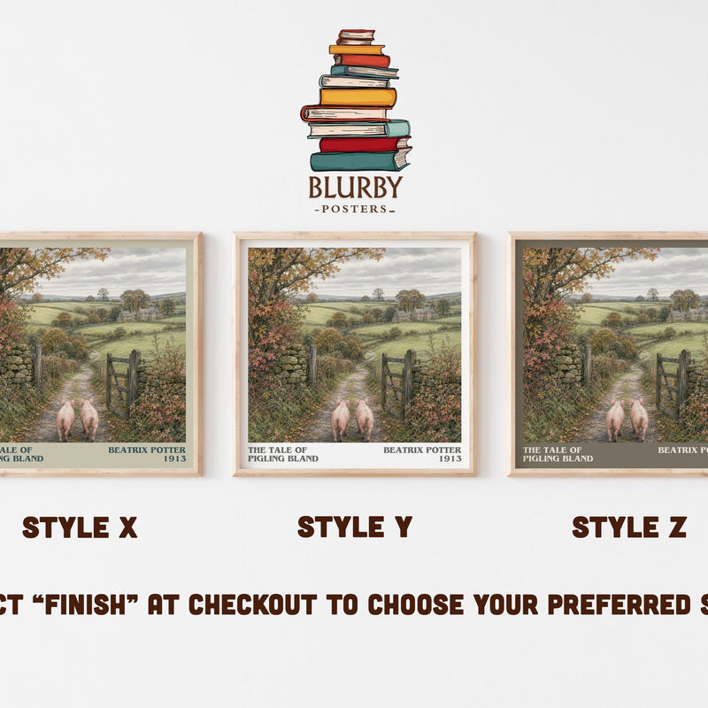The Tale Of Pigling Bland literary print in frame leaning in hallway – childrens wall art