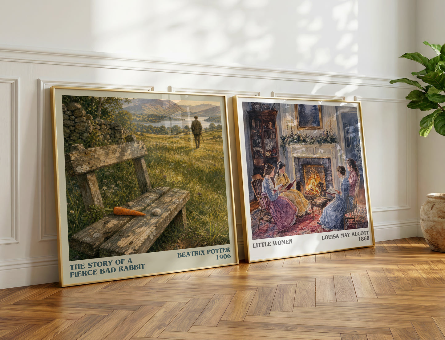 The Story Of A Fierce Bad Rabbit literary print on bookshelf – Beatrix Potter fan gift