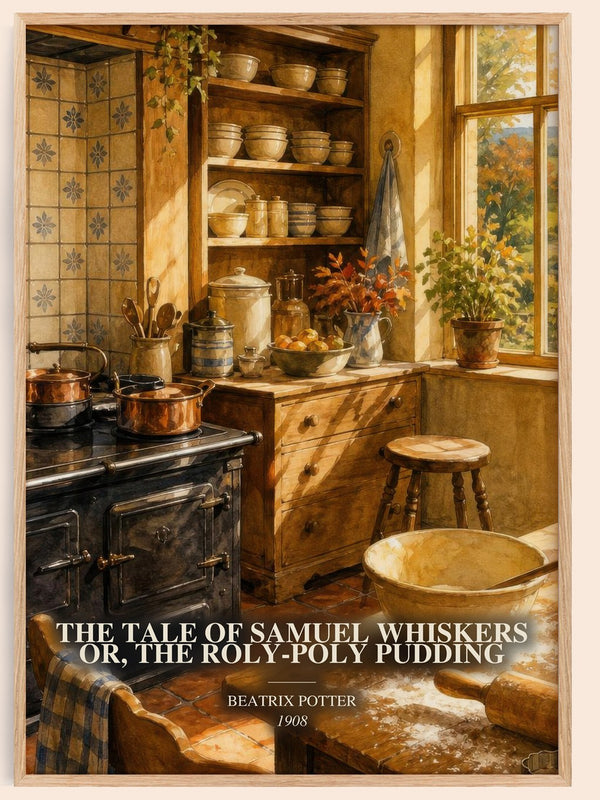 The Tale Of Samuel Whiskers Or, The Roly-Poly Pudding watercolour book poster by Beatrix Potter – framed literary art print