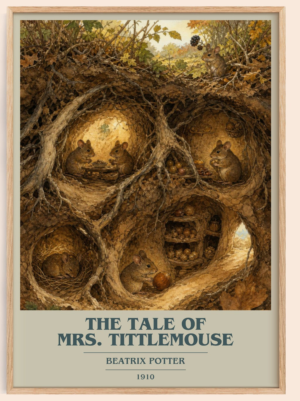 The Tale Of Mrs. Tittlemouse book cover book poster by Beatrix Potter – framed literary art print
