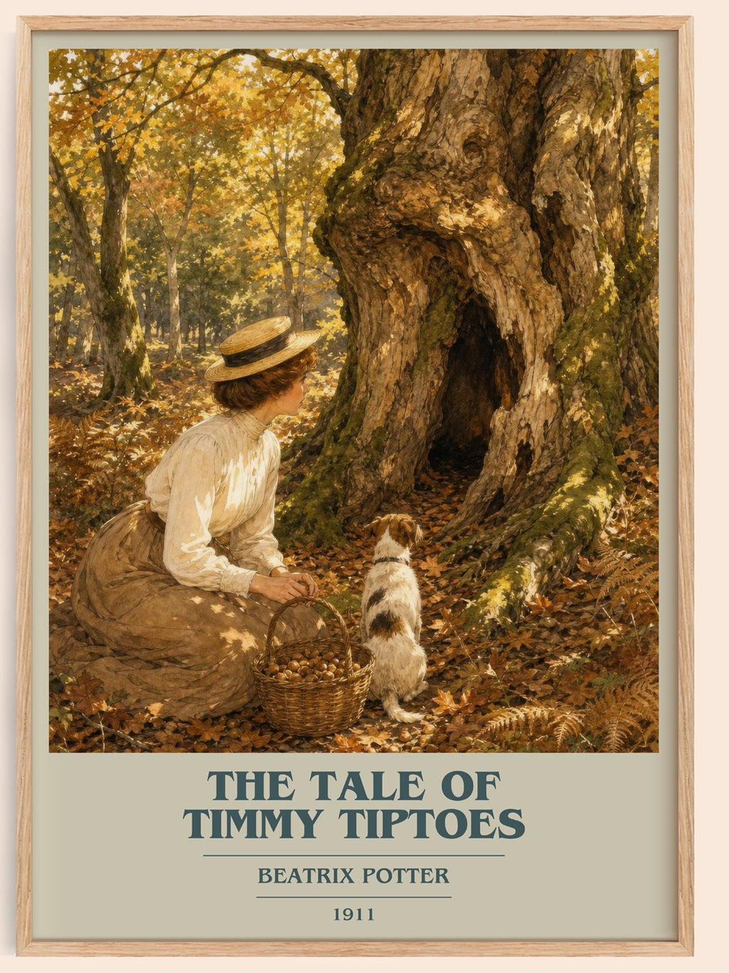 The Tale Of Timmy Tiptoes book cover book poster by Beatrix Potter – framed literary art print