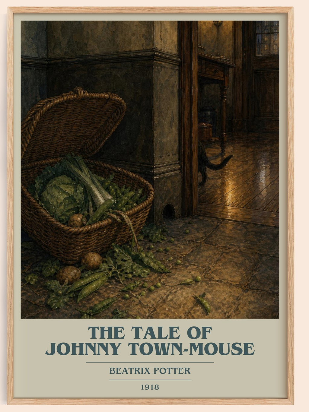 The Tale Of Johnny Town-Mouse book cover book poster by Beatrix Potter – framed literary art print