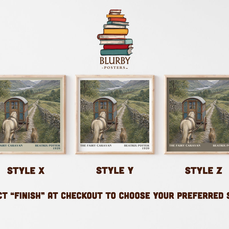 The Fairy Caravan literary print in frame leaning in hallway – childrens wall art