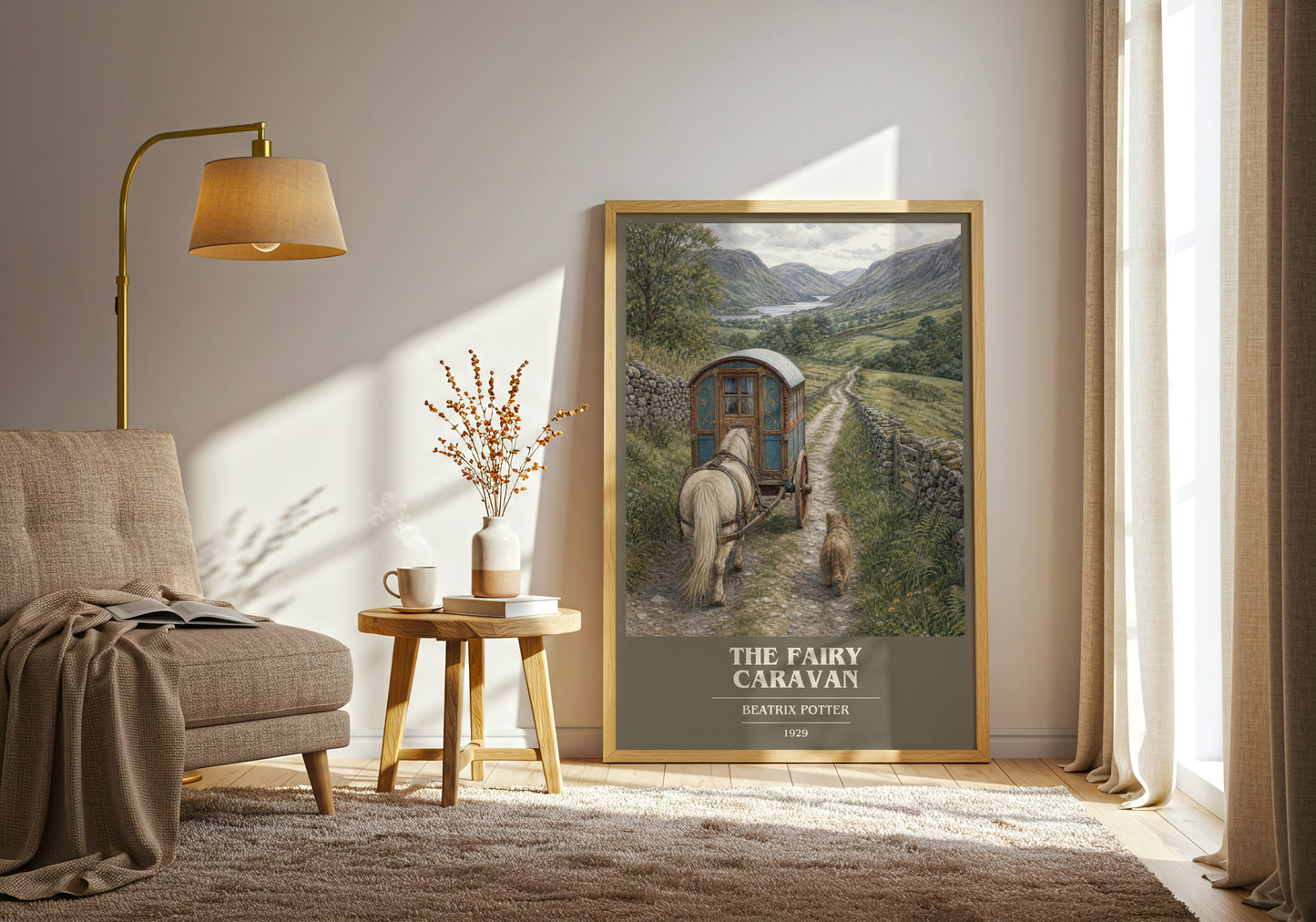 The Fairy Caravan book cover print on bookshelf – Beatrix Potter fan gift