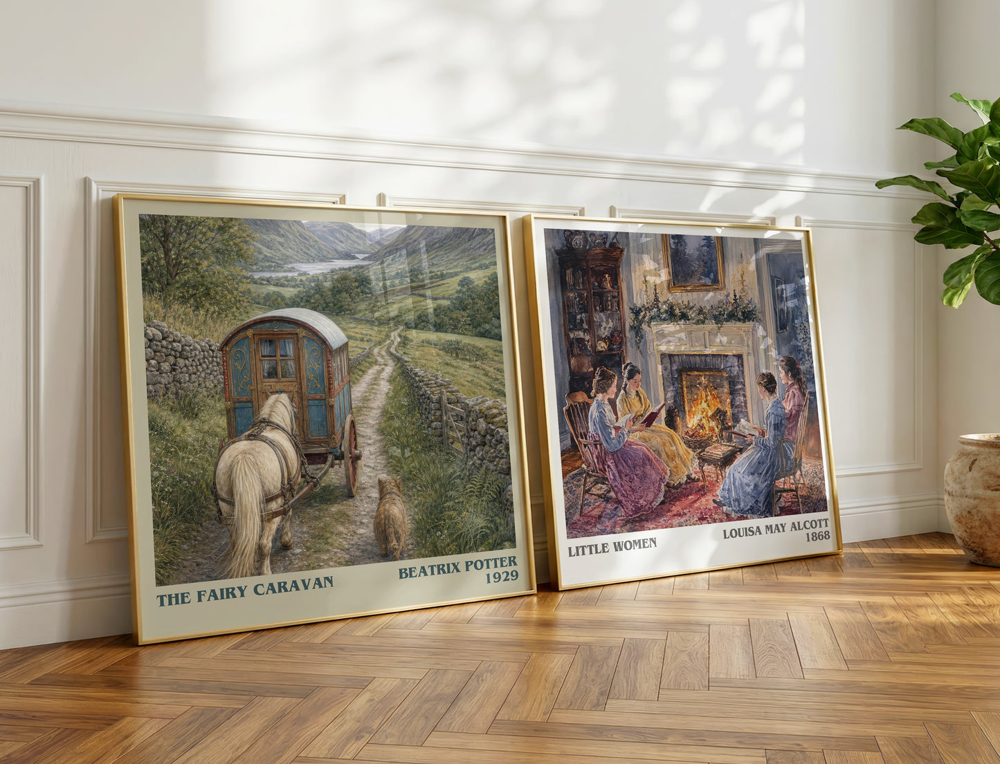 The Fairy Caravan literary print on bookshelf – Beatrix Potter fan gift