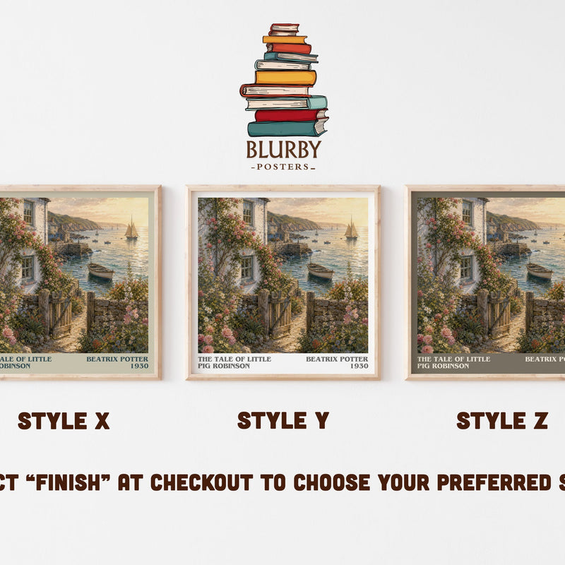 The Tale Of Little Pig Robinson literary print in frame leaning in hallway – childrens wall art