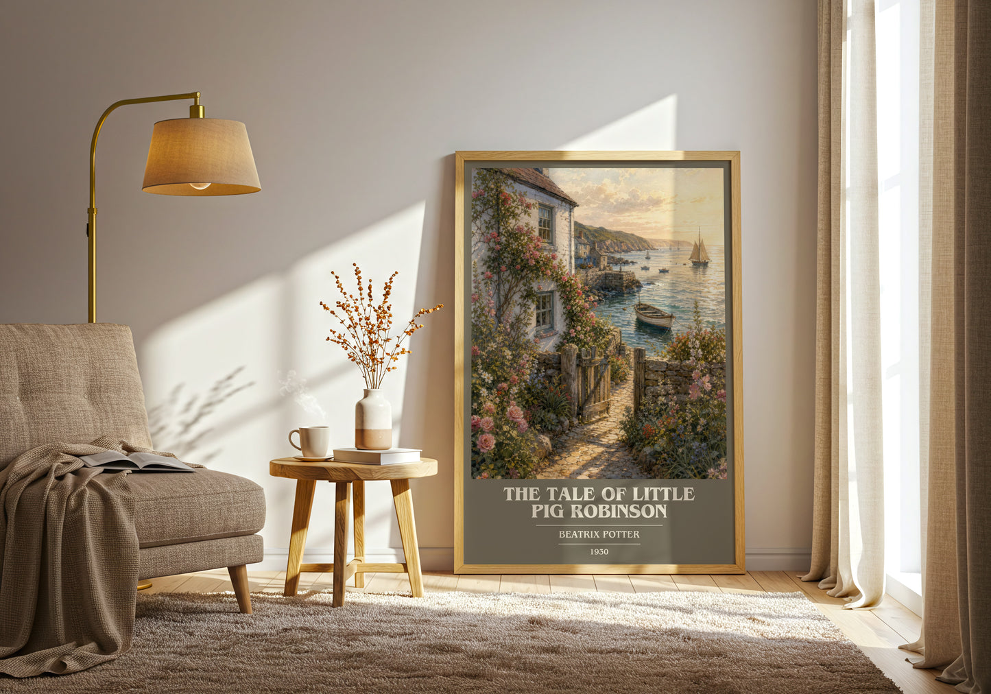 The Tale Of Little Pig Robinson book cover print on bookshelf – Beatrix Potter fan gift