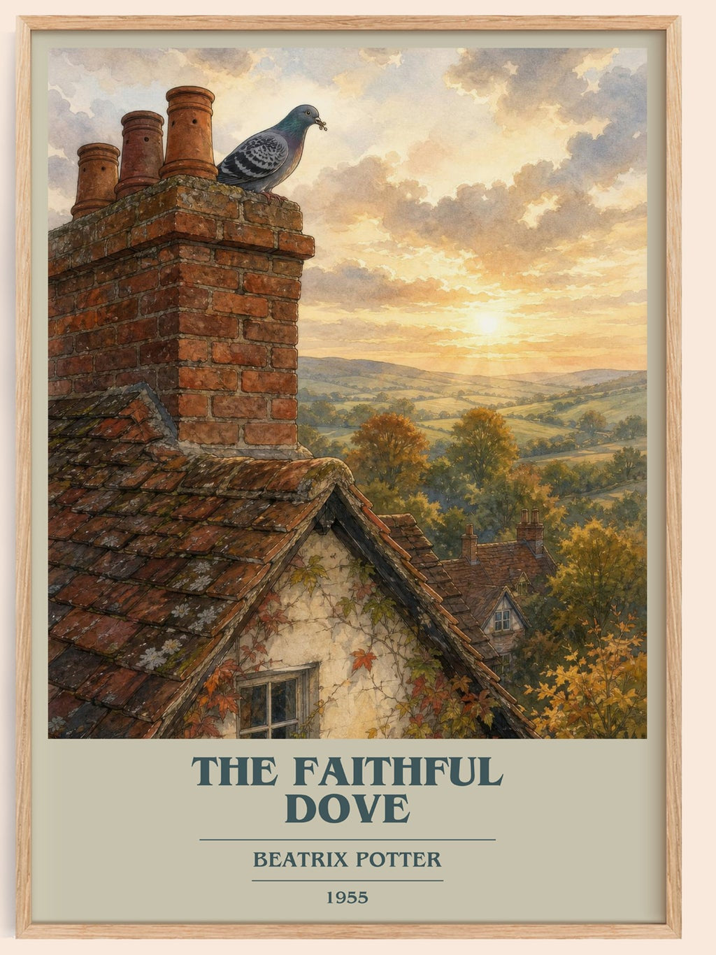 The Faithful Dove book cover book poster by Beatrix Potter – framed literary art print