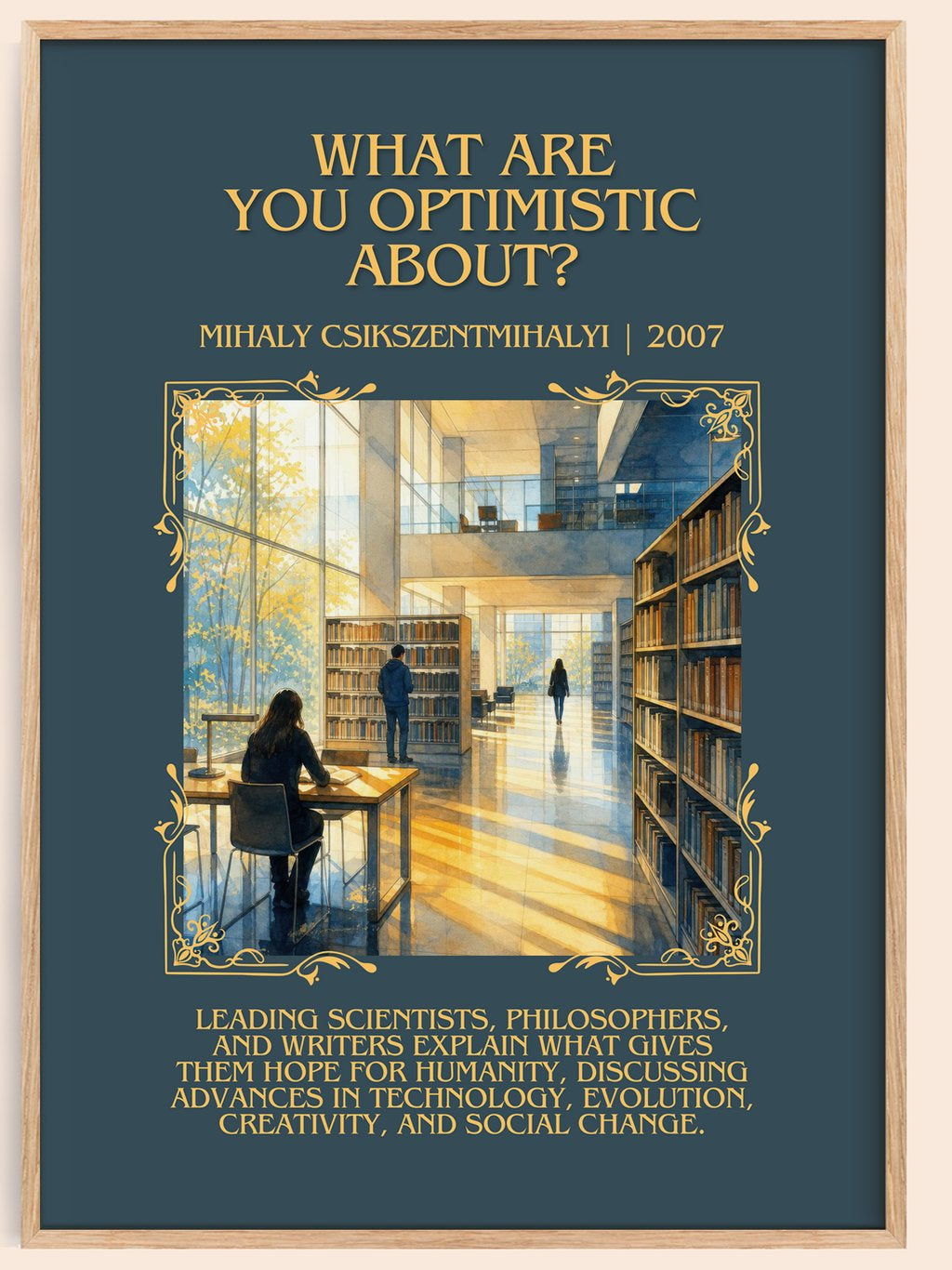 What Are You Optimistic About? Minimalist Book Poster – book poster