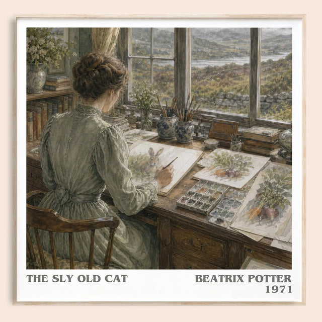 The Sly Old Cat Literary Art Print by Beatrix Potter