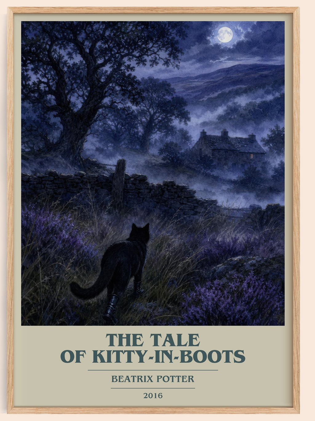 The Tale Of Kitty-In-Boots book cover book poster by Beatrix Potter – framed literary art print