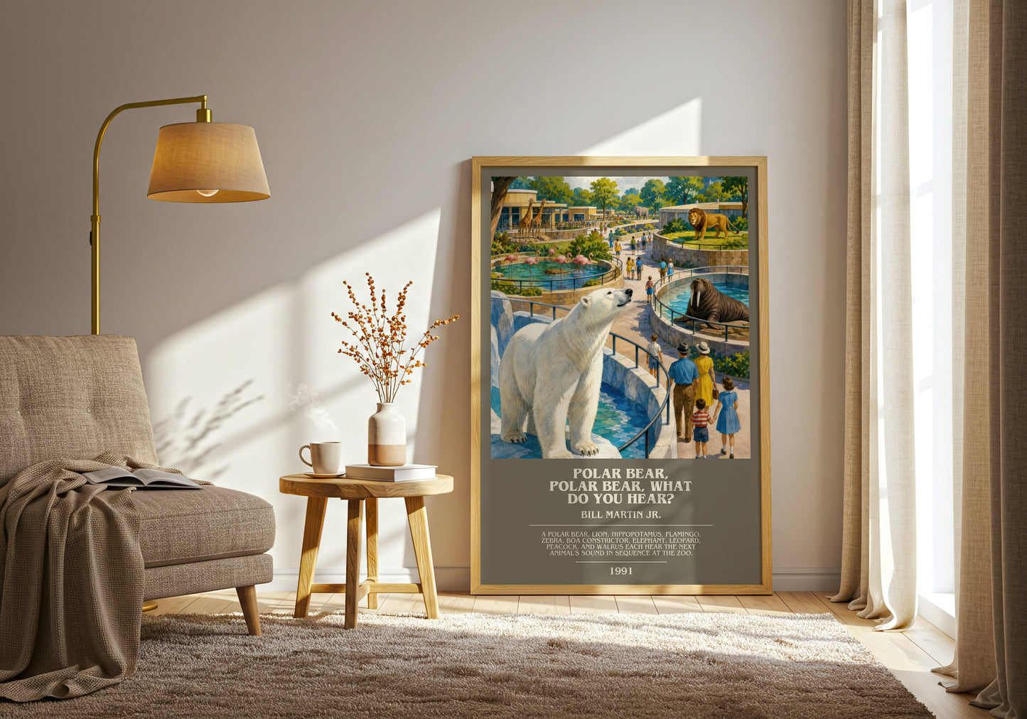 Polar Bear, Polar Bear, What Do You Hear? bookish print on bookshelf – Bill Martin Jr. fan gift
