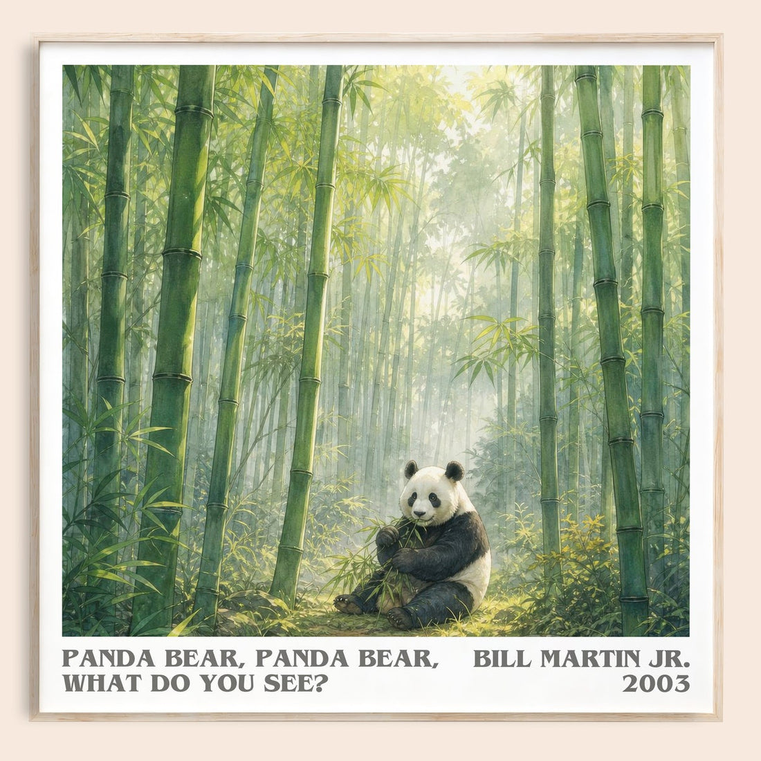 Panda Bear, Panda Bear, What Do You See? literary book poster by Bill Martin Jr. – framed literary art print