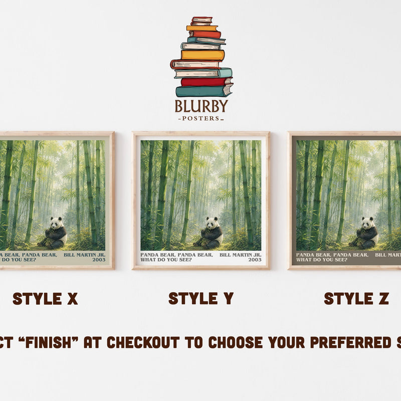 Panda Bear, Panda Bear, What Do You See? literary print in frame leaning in hallway – childrens wall art