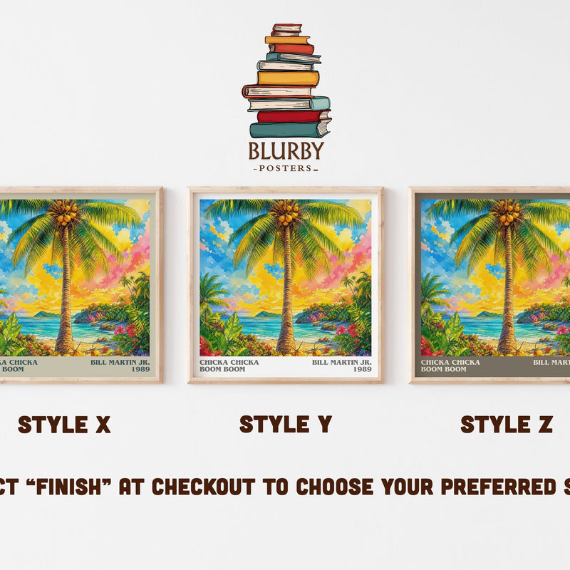 Chicka Chicka Boom Boom literary print in frame leaning in hallway – childrens wall art