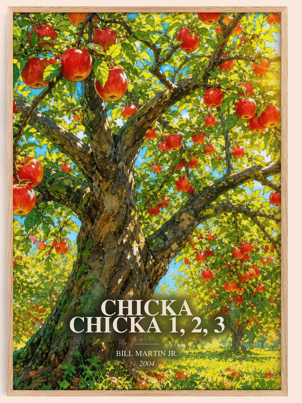 Chicka Chicka 1, 2, 3 watercolour book poster by Bill Martin Jr. – framed literary art print