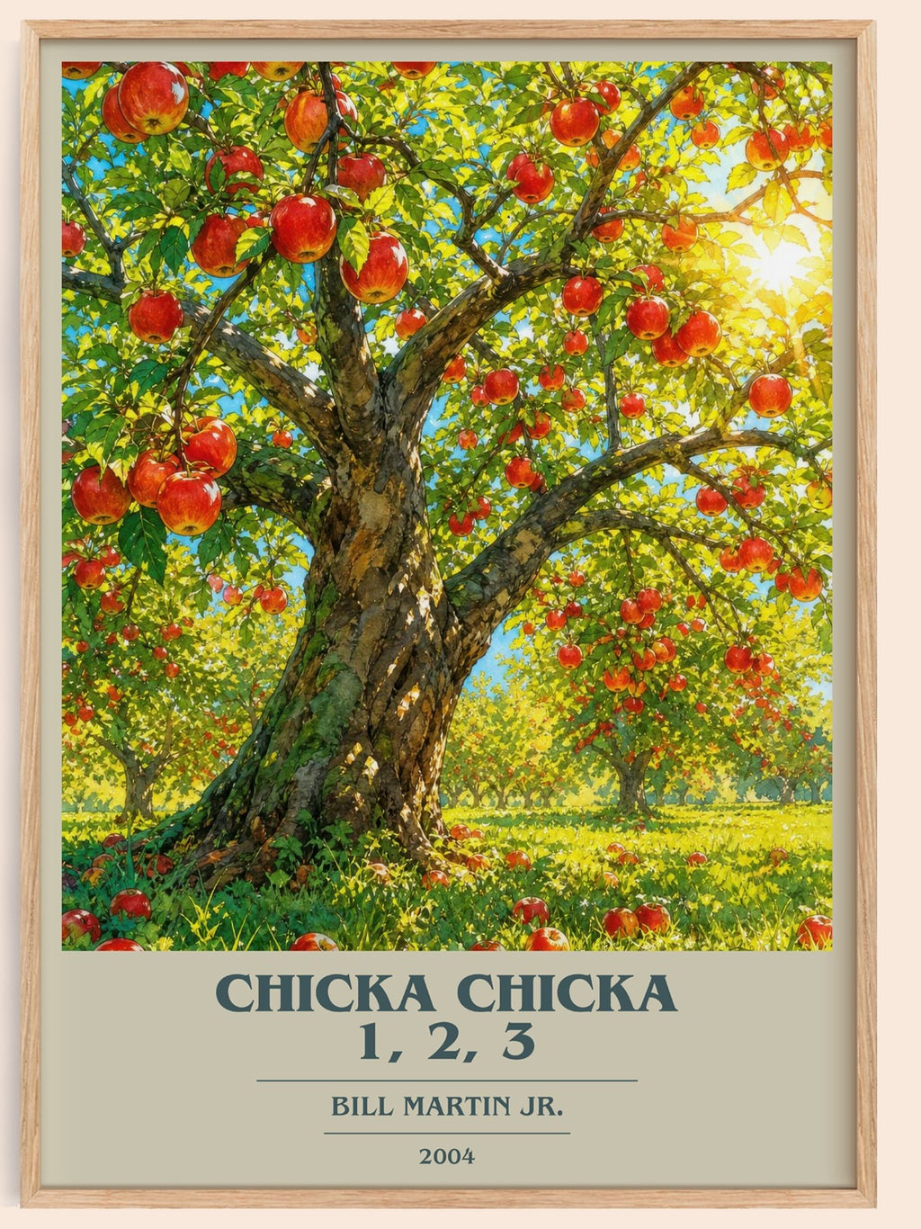 Chicka Chicka 1, 2, 3 book cover book poster by Bill Martin Jr. – framed literary art print