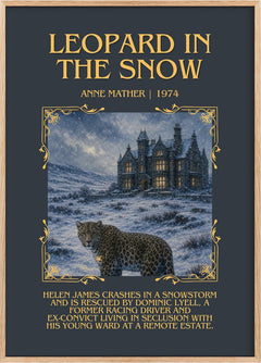 Leopard in the Snow Minimalist Book Poster by Anne Mather