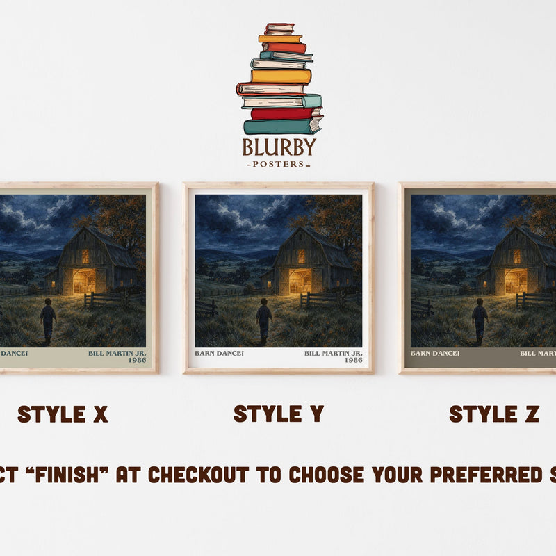 Barn Dance! literary print in frame leaning in hallway – childrens wall art