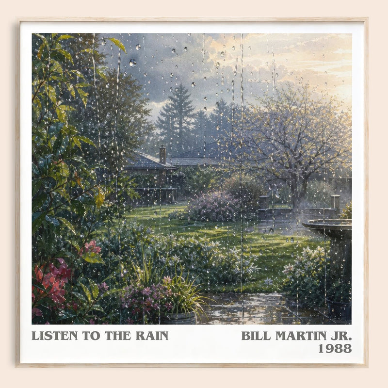 Listen To The Rain literary book poster by Bill Martin Jr. – framed literary art print