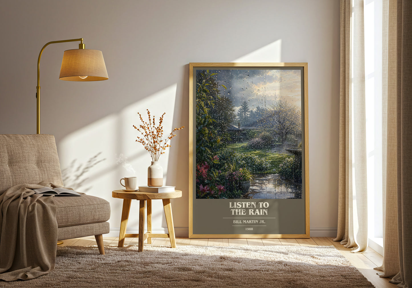 Listen To The Rain book cover print on bookshelf – Bill Martin Jr. fan gift