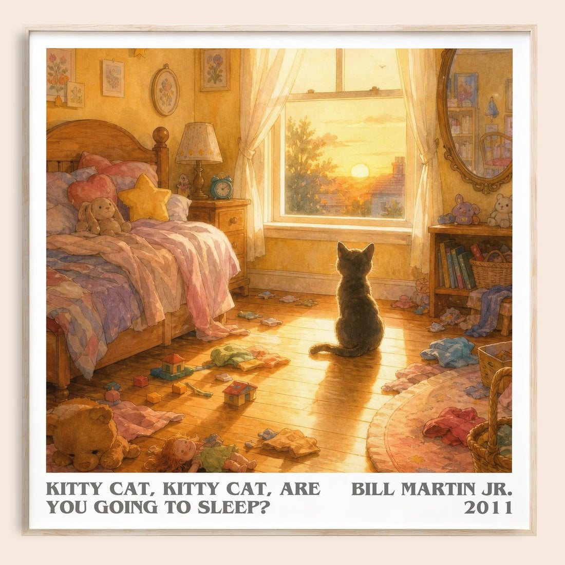 Kitty Cat, Kitty Cat, Are You Going To Sleep? literary book poster by Bill Martin Jr. – framed literary art print