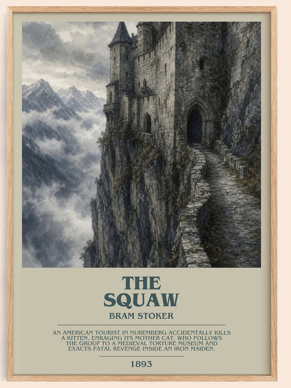 The Squaw bookish book poster by Bram Stoker – framed literary art print