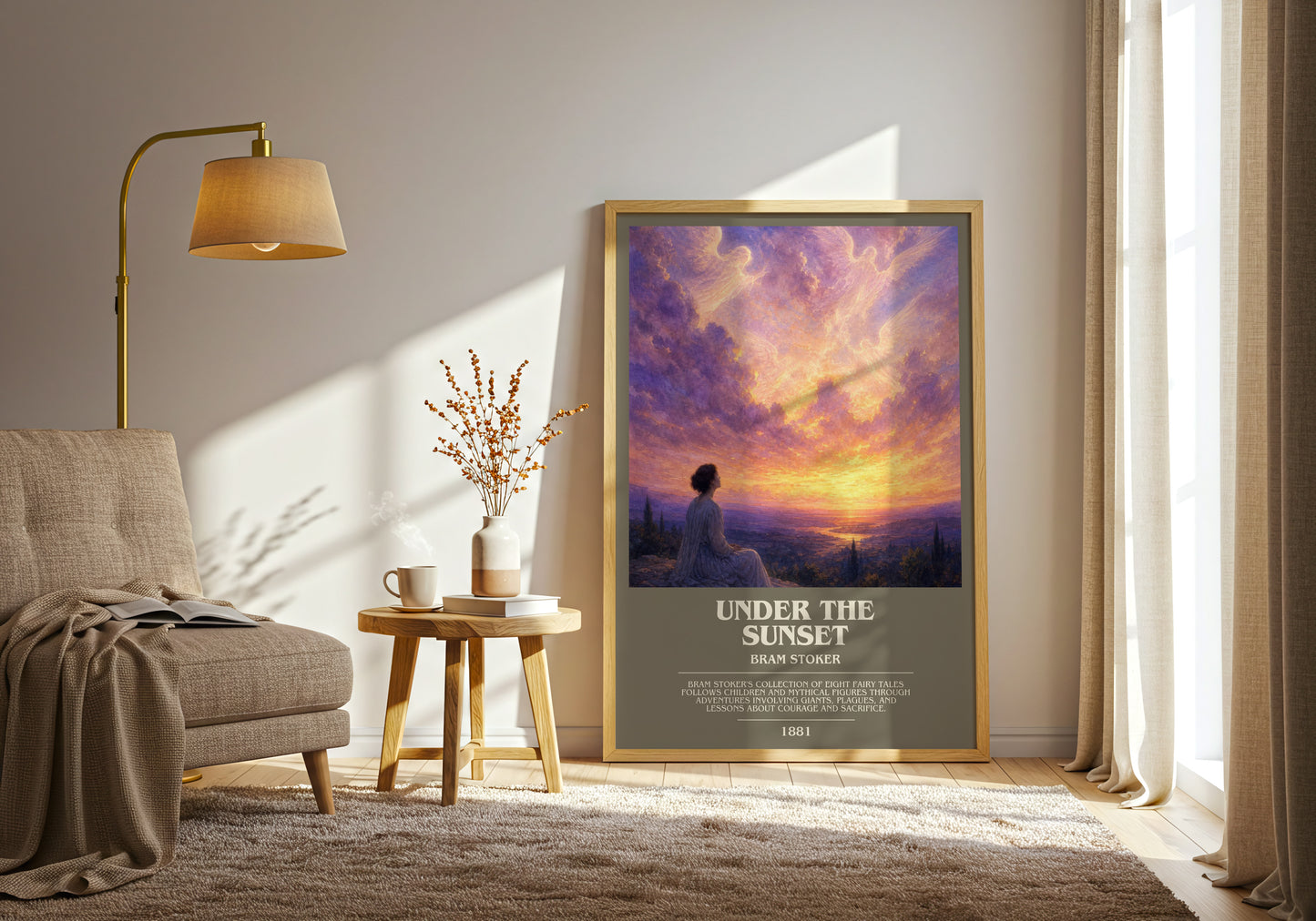 Under The Sunset bookish print on bookshelf – Bram Stoker fan gift