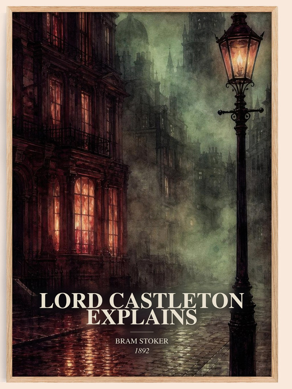 Lord Castleton Explains watercolour book poster by Bram Stoker – framed literary art print