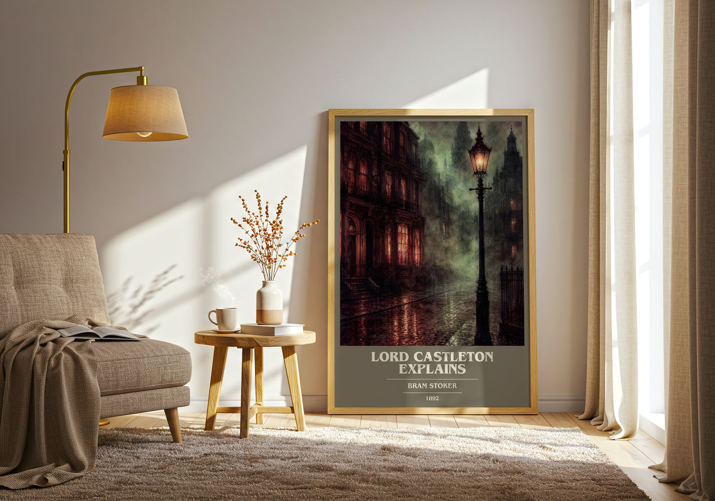 Lord Castleton Explains book cover print on bookshelf – Bram Stoker fan gift