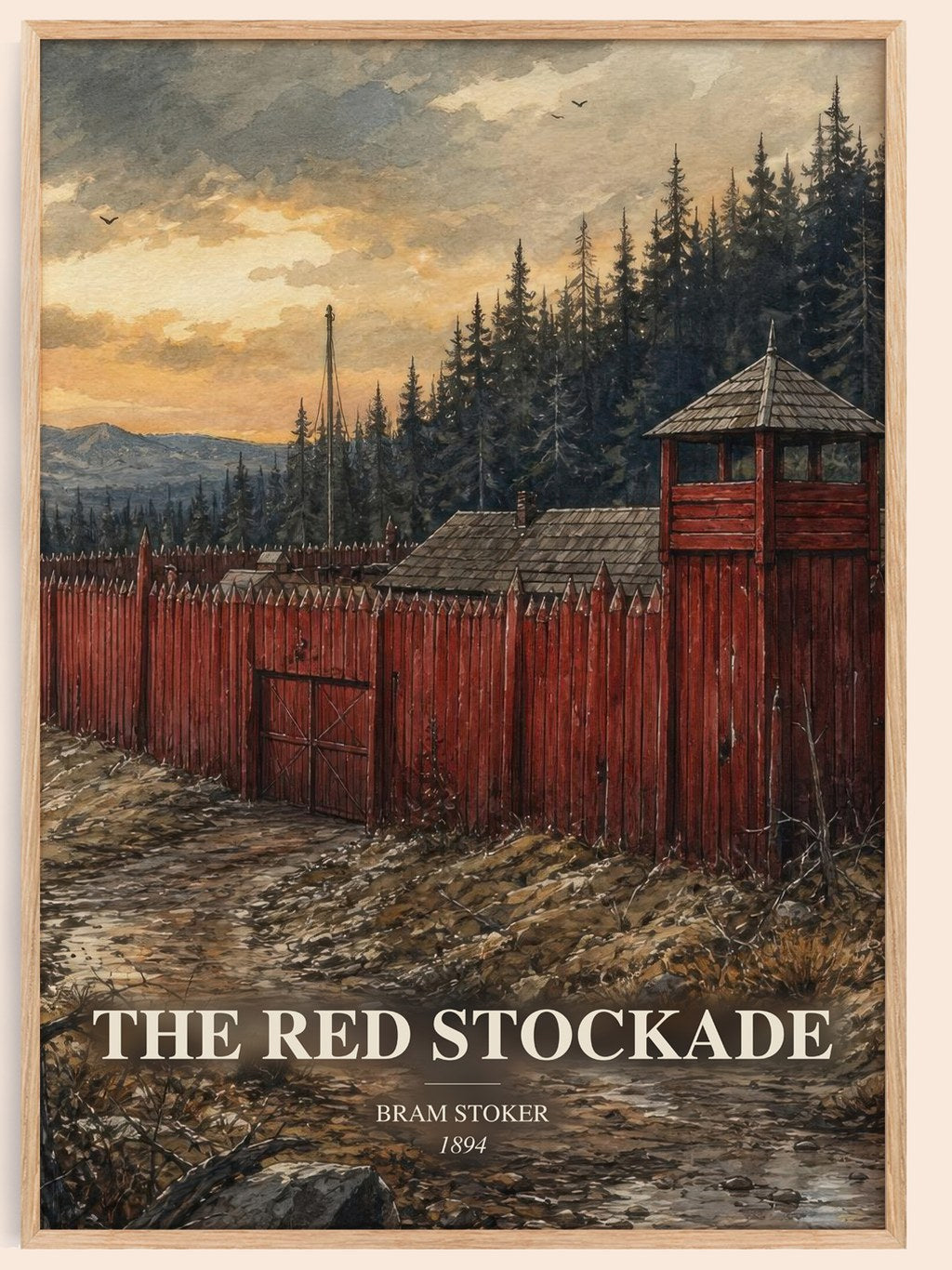The Red Stockade watercolour book poster by Bram Stoker – framed literary art print