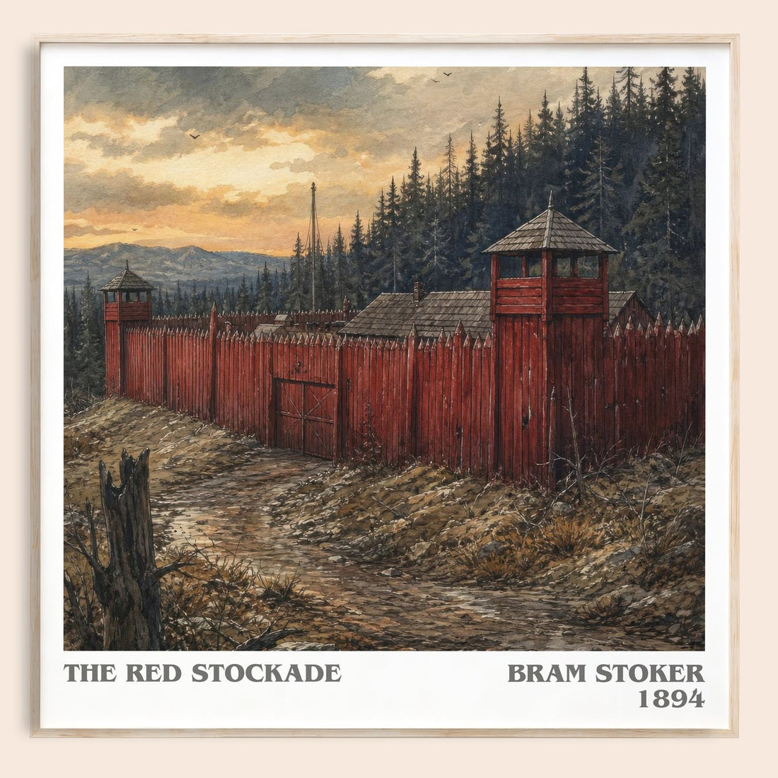 The Red Stockade literary book poster by Bram Stoker – framed literary art print