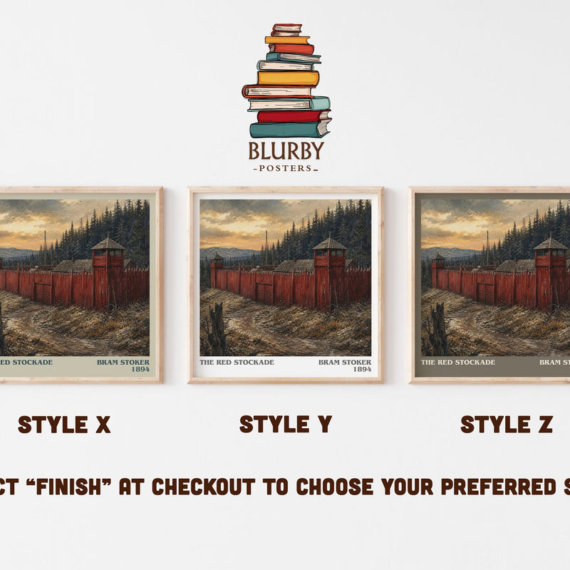 The Red Stockade literary print in frame leaning in hallway – horror wall art