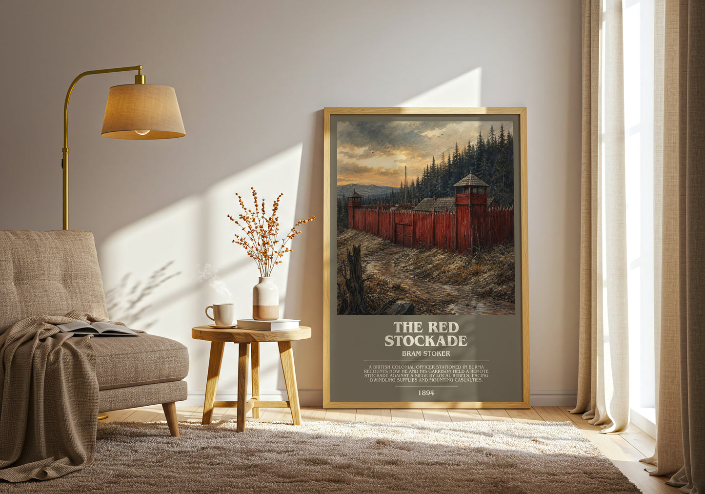 The Red Stockade bookish print on bookshelf – Bram Stoker fan gift