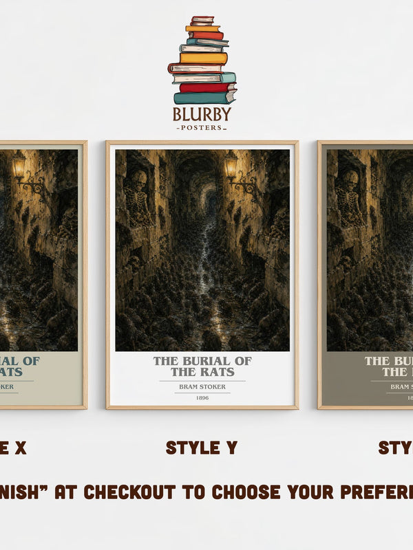 The Burial Of The Rats book cover print in frame leaning in hallway – horror wall art
