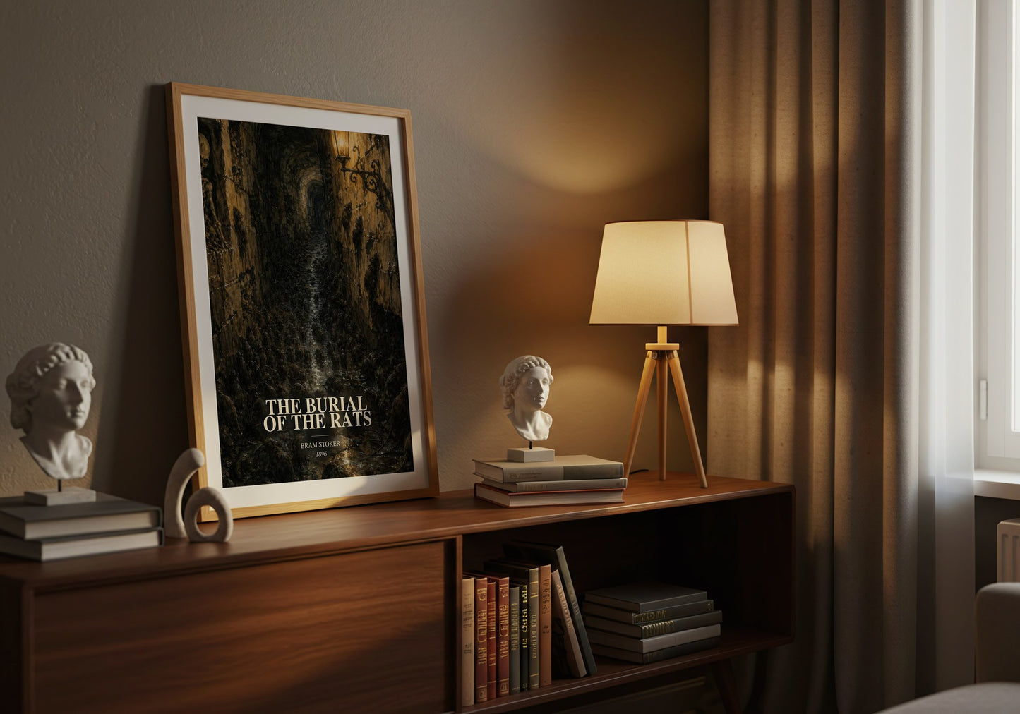 The Burial Of The Rats watercolour print on bookshelf – Bram Stoker fan gift