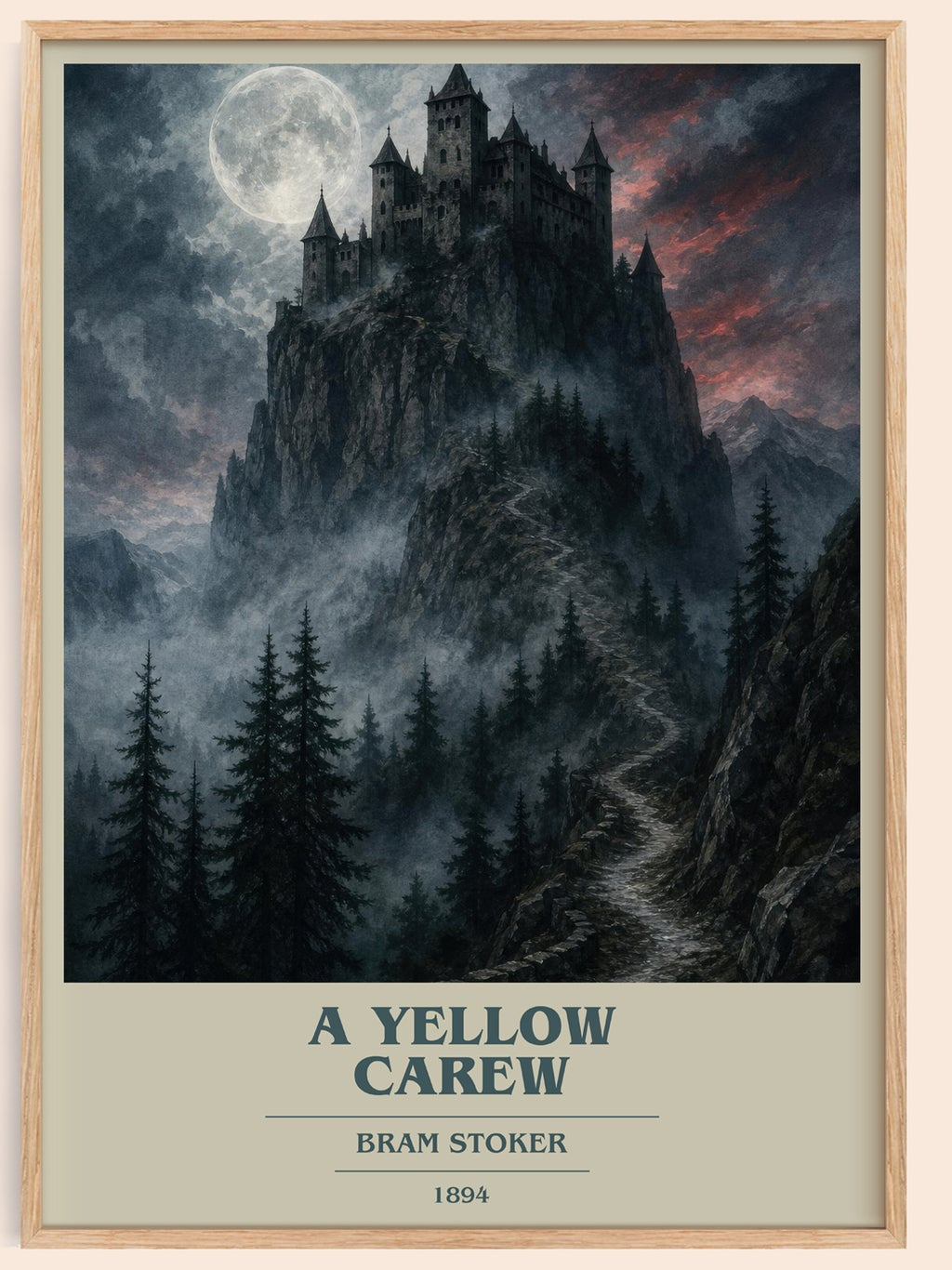 A Yellow Carew book cover book poster by Bram Stoker – framed literary art print