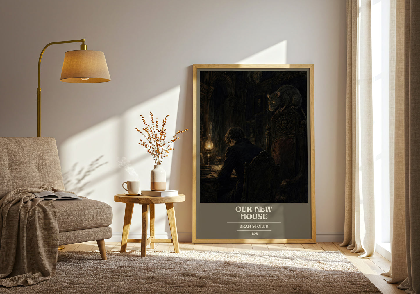 Our New House book cover print on bookshelf – Bram Stoker fan gift
