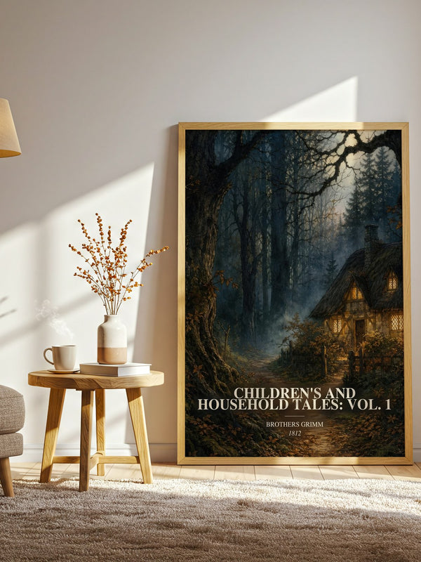 Children'S And Household Tales: Vol. 1 watercolour print in frame leaning in hallway – childrens wall art
